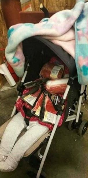 Thief Uses Stroller To Try And Steal Meat (2 pics)