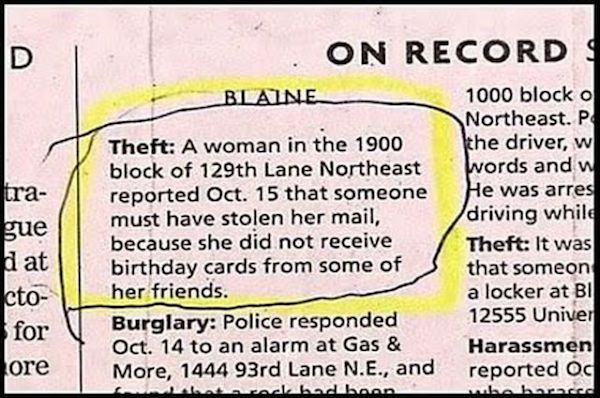 Great And Hilarious Moments From Police Blotter History (25 pics)