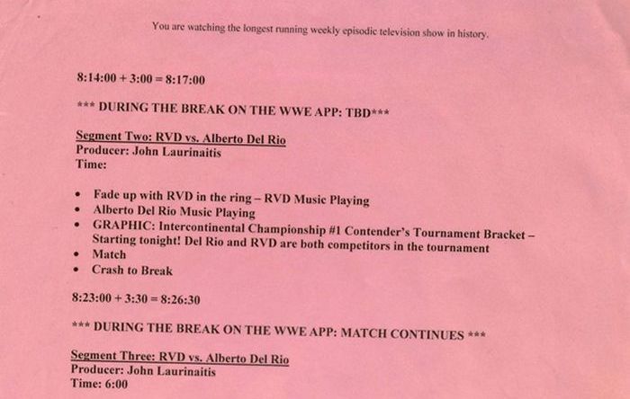 Here's What A Pro Wrestling Script Looks Like (2 pics)