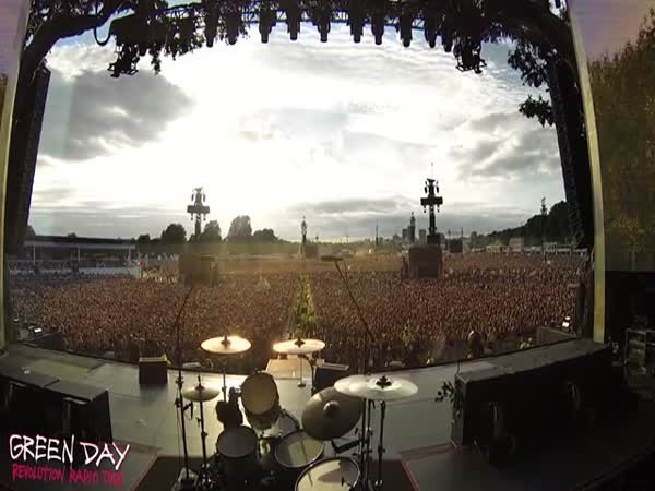 Crowd Singing Bohemian Rhapsody on the Green Day Festival in London