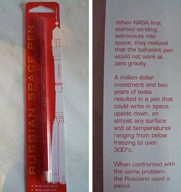 Why Pencils Aren't Used In Space (2 pics)