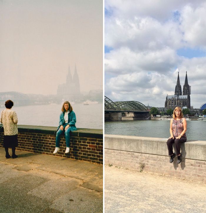 Woman Travels To The Same Locations 30 Years Later (9 pics)