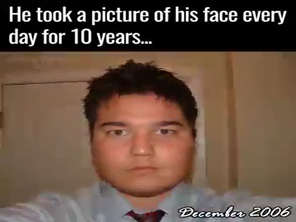 Guy Takes a Photo of Himself Every Day For 10 Years