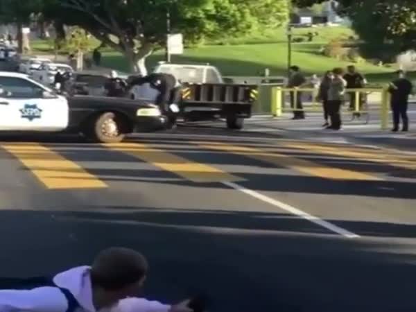 Skater Bombing Hill Gets Checked By Cop