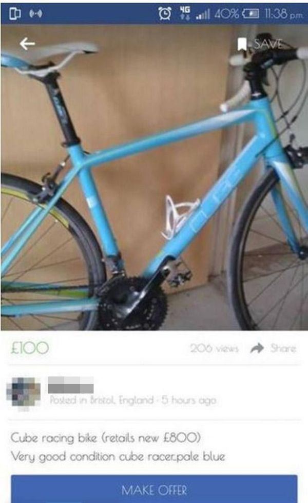 Woman Steals Her Own Stolen Bike After Finding It On Facebook (4 pics)