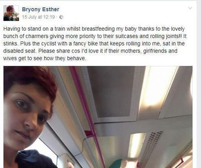 Breastfeeding Mom Shames Commuters On Facebook (2 pics)