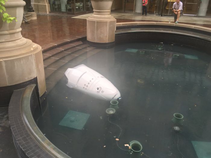Robot Guard Drowns In A Fountain In Washington (4 pics)