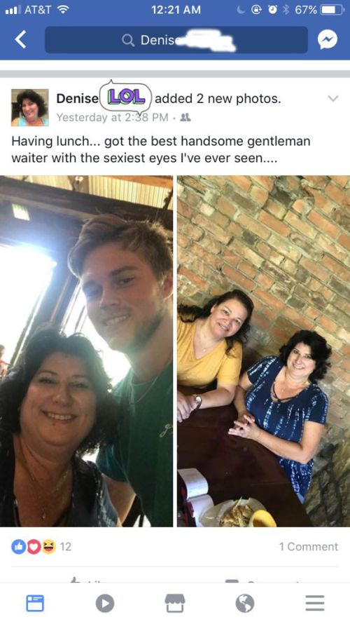 Creepy Older Woman Tries To Seduce Her Server (4 pics)