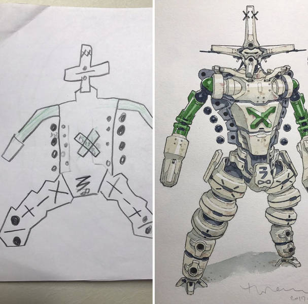 Dad Turns Son's Drawings Into Epic Anime Characters (22 pics)