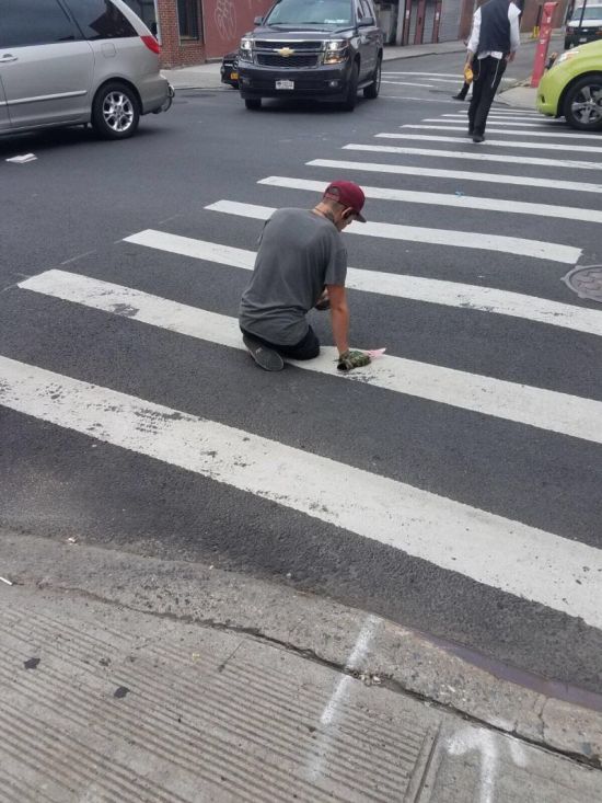 Guy Gets His Foot Swallowed By Pedestrian Crossing (3 pics)