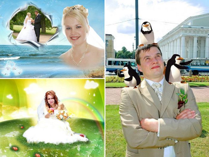 Awfully Photoshopped Russian Wedding Pictures (21 pics)