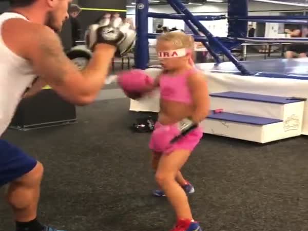 Training Blindfolded Boxing Amazing Talent Girl