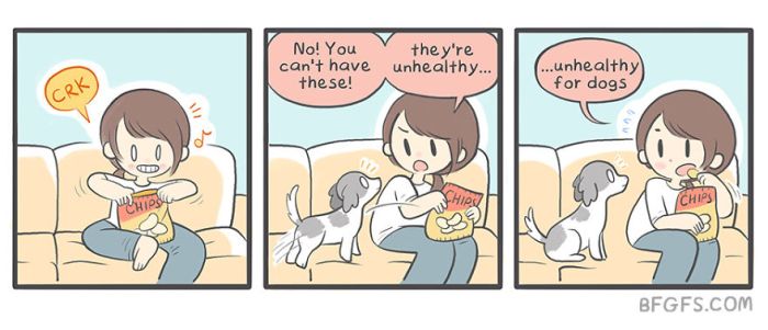 Girlfriend Illustrates Everyday Life With Her Boyfriend And A Puppy In Adorable Comics (20 pics)