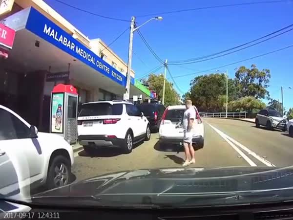 Angry Driver Runs Himself Over