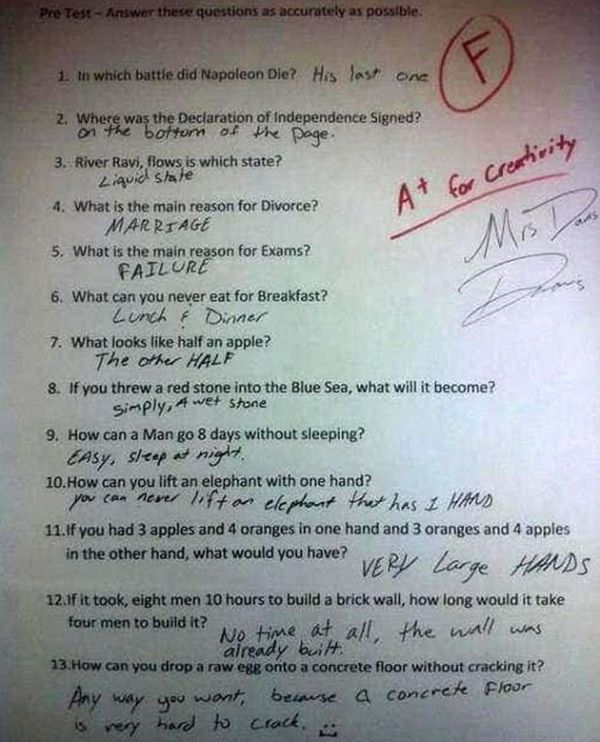 Funny And Brilliant Answers (20 pics)