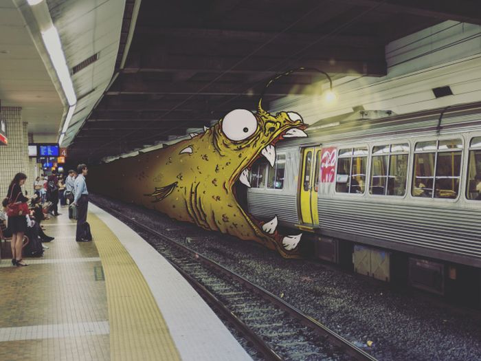 Illustrator Adds Funny Monsters To Everyday Life (17 pics)