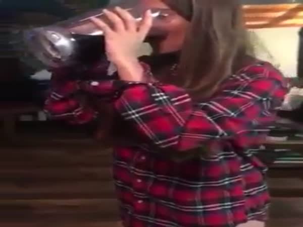 Bottomless Girl Chugs Full Bottle Of Wine