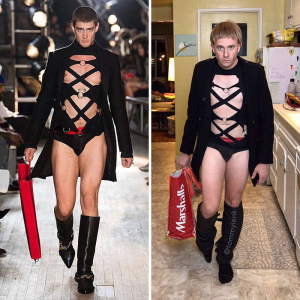 This Guy Nails Celebrity Outfits With The Stuff He Has At Home (24 pics)