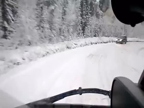 Unexpected Crash on Snowy Road