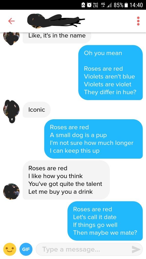 Use Of Poetry Helps A Guy Score Score Date On Tinder (3 pics)