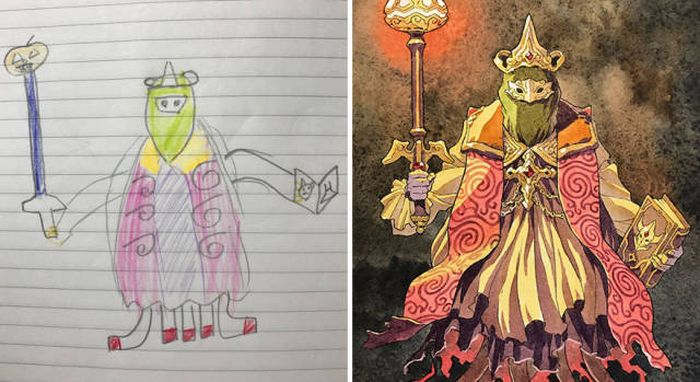 Dad Takes His Ideas For Comics From His Son’s Drawings (13 pics)