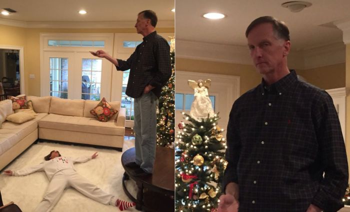 True Love. Man Rearranges The Living Room So His Wife Can Make Snow Angel Boomerangs For Her 29 Instagram Followers (3 pics)