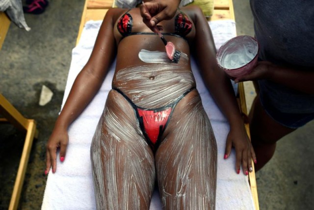 Brazilian Tan In Bikini Made Of Electrical Tape (5 pics)