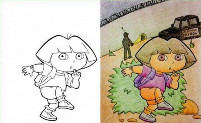 Coloring Books For Kids Colored By Adults (23 pics)
