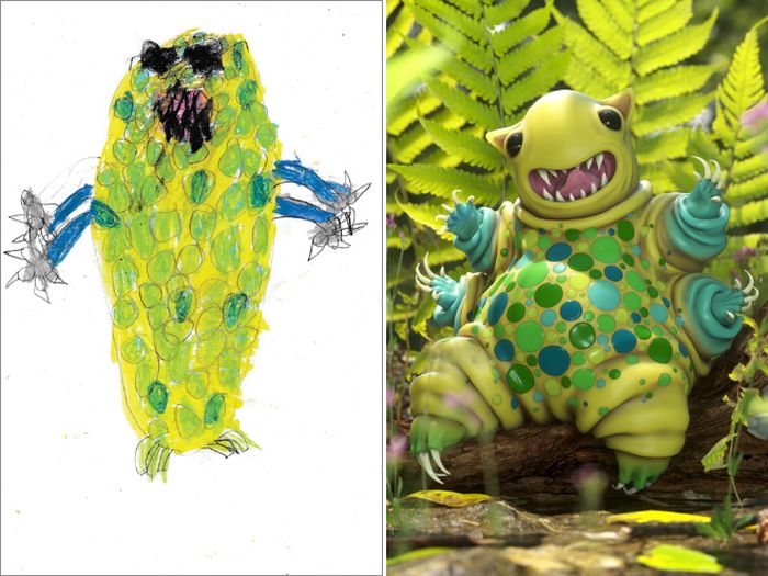 Kids’ Monster Doodles Recreated by Professional Artists (15 pics)