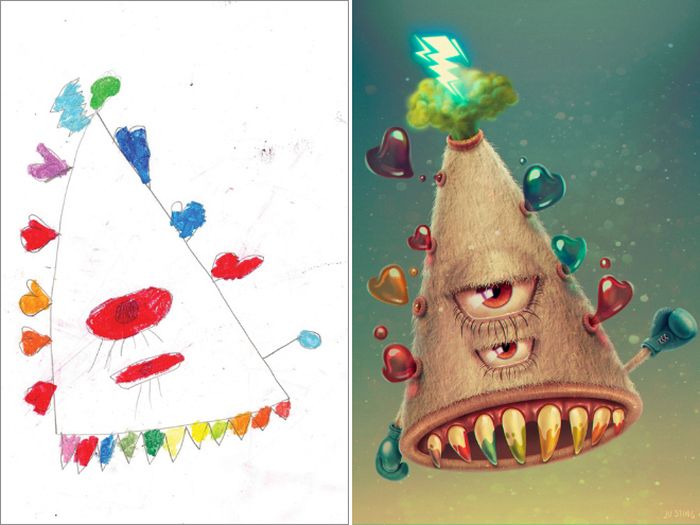 Kids’ Monster Doodles Recreated by Professional Artists (15 pics)