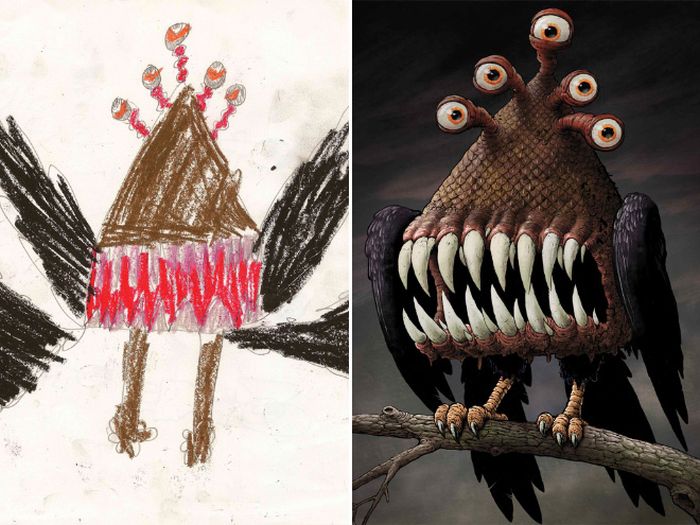 Kids’ Monster Doodles Recreated by Professional Artists (15 pics)