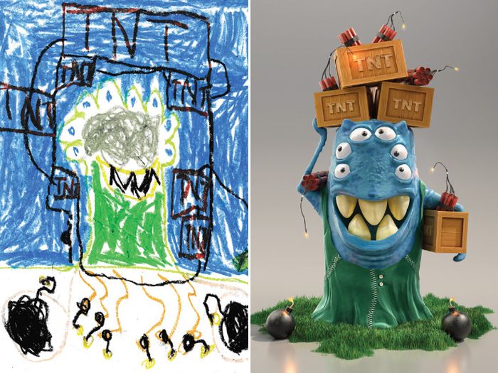 Kids’ Monster Doodles Recreated by Professional Artists (15 pics)