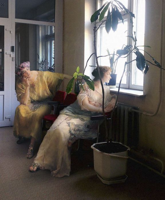 Artist Inserts People From Classical Paintings Into Today’s World (21 pics)