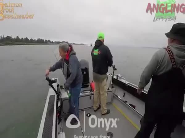 Fishermen Dive Overboard To Avoid Oncoming Boat