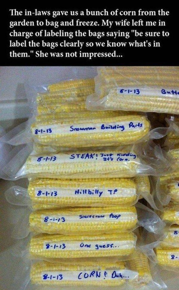 How To Label The Bags With Corn (2 pics)