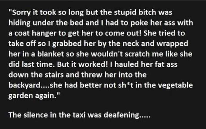 How A Couple Terrified A Cab Driver (4 pics)
