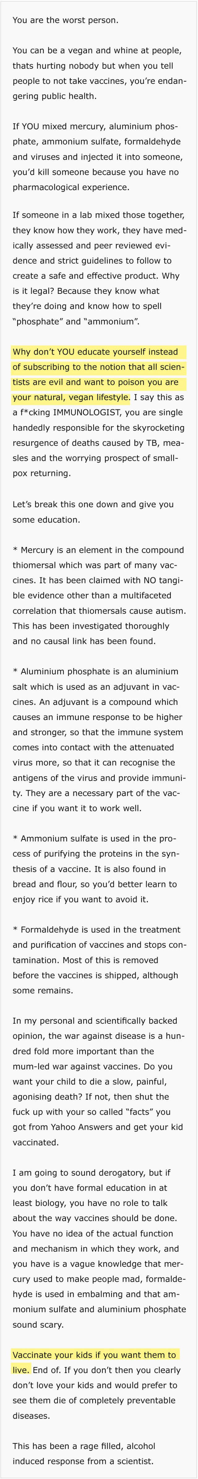 Immunologist Shuts Down An Avid Anti-Vaxxer (2 pics)