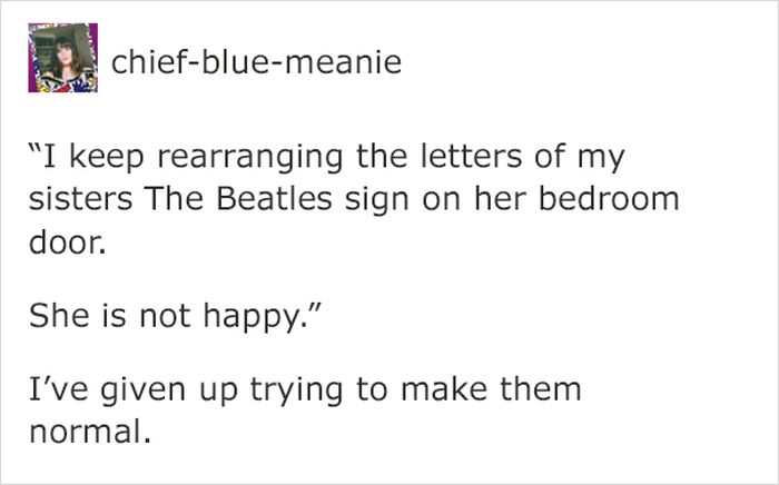 Girl Keeps Rearranging ‘The Beatles’ Letters On Her Sister's Door (10 pics)