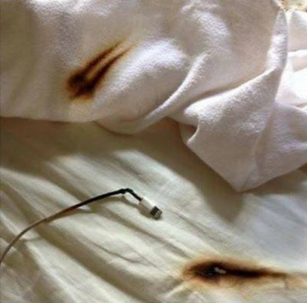 Why You Shouldn’t Charge Your Phone On Your Bed (5 pics)