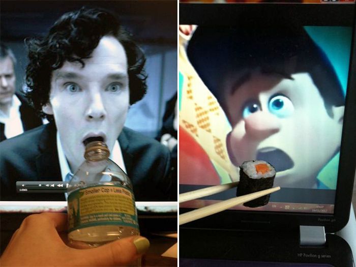 People Feeding Their Screens (17 pics)