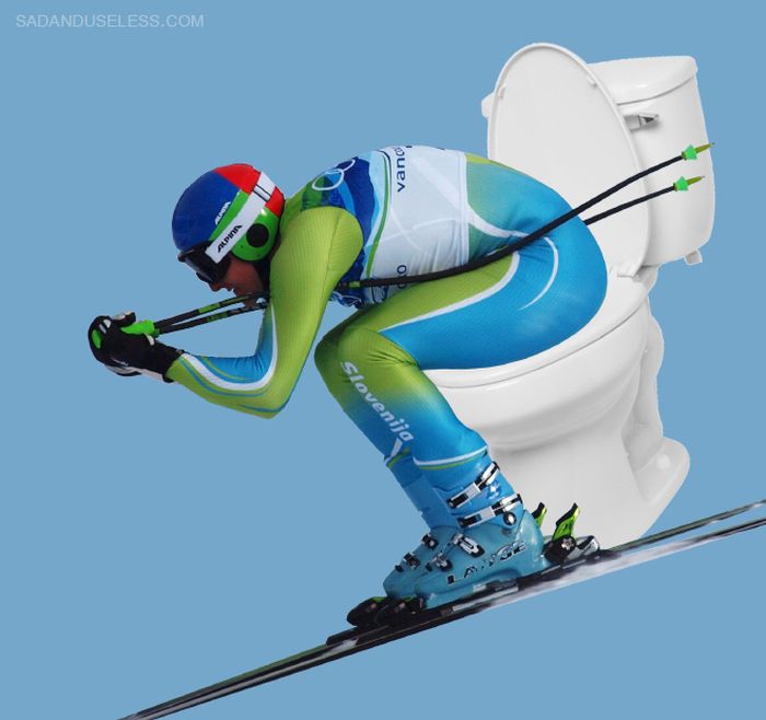 Olympic Skiers Photoshopped Onto Toilets (15 pics)