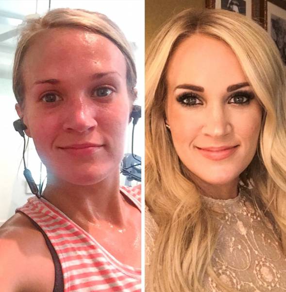 Unbelievable Photos Of Celebs With And Without Makeup (17 pics)