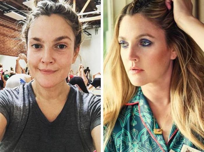 Unbelievable Photos Of Celebs With And Without Makeup (17 pics)