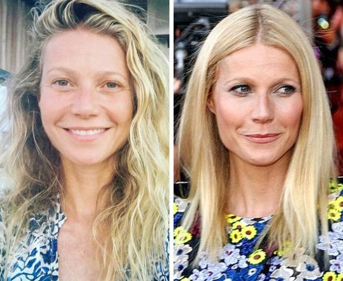 Unbelievable Photos Of Celebs With And Without Makeup (17 pics)