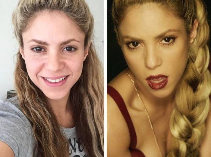 Unbelievable Photos Of Celebs With And Without Makeup (17 pics)