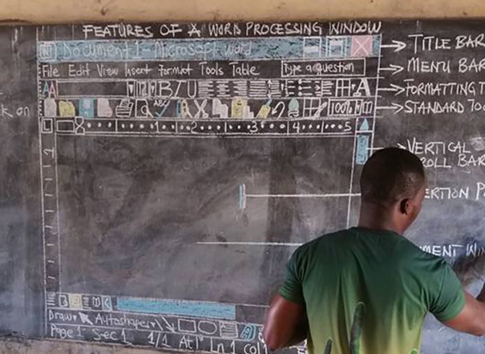 A Teacher Explains Windows OS In An African Village With No PCs (3 pics)