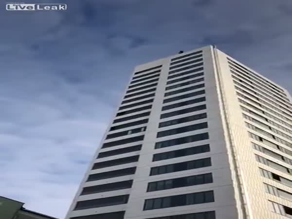 A Man Performing Base Jump Hit By Floor At Stockholm