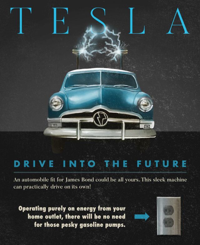 How Would The Advertisement Of Tesla, Spotify, Lyft, Airbnb And Snapchat Look Like In The 1950s (5 pics)
