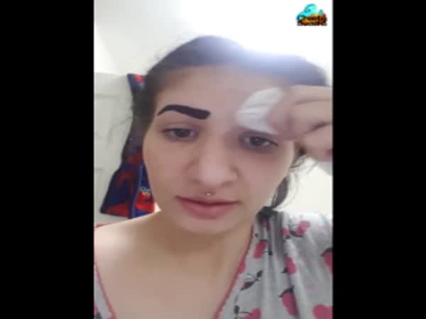 Lady Wipes Off Eyebrows as She Used Liquid With Chinese Instructions