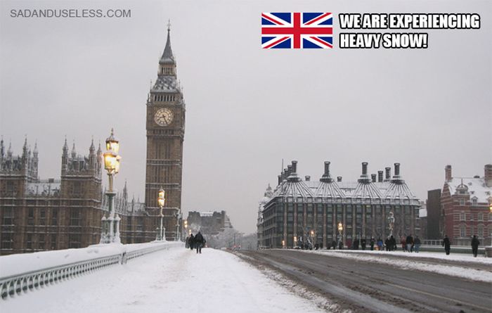 Internet Laughs at Brits Who Are In Absolute Chaos Because Of a Little Snow (4 pics)